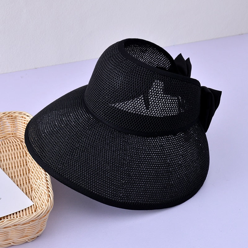 KINIJA Summer Large Brim Floppy Visor Straw Hat