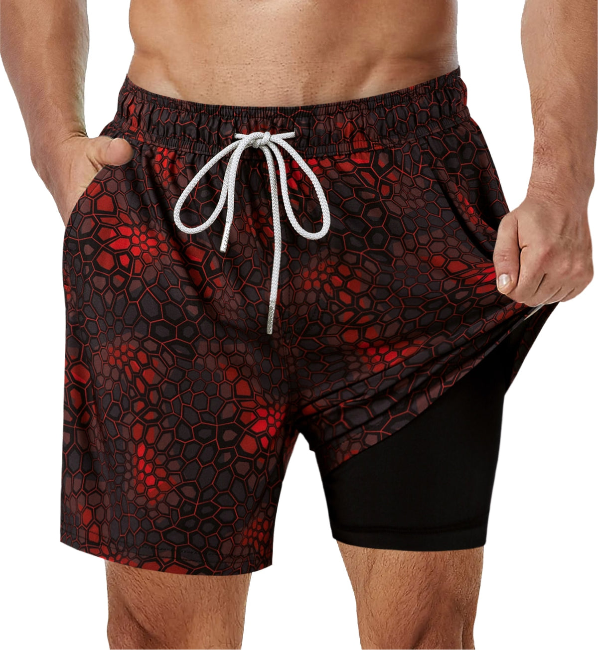 SURFCUZ Mens Swimming Trunks with Compression Liner