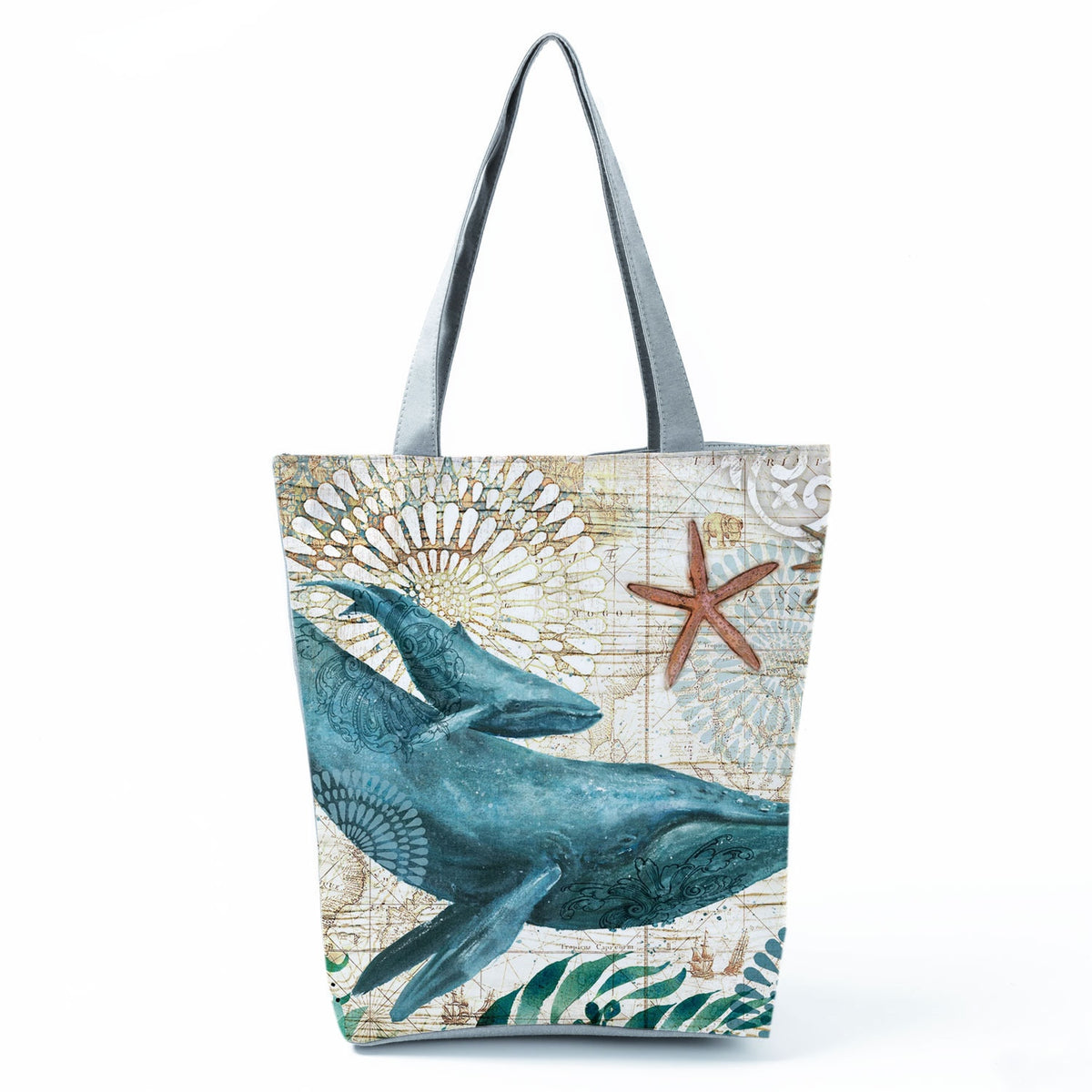 Ocean Shell Print Tote Bag