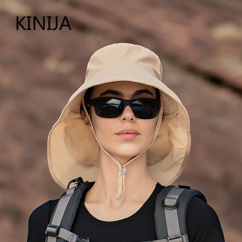 KINIJA Wide Brim Neck Protecter Bucket Hat