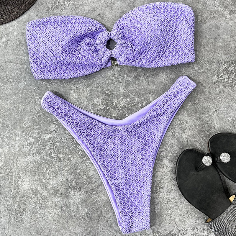 PARA PRAIA Sexy High Cut Strapless Ring Brazilian Bikini