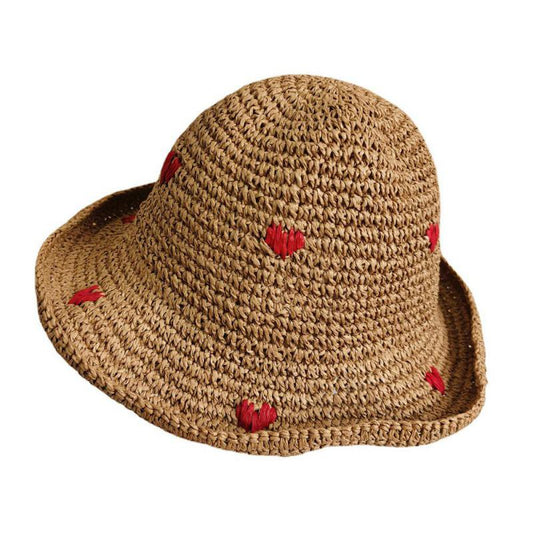 Braid Heart Straw Cap