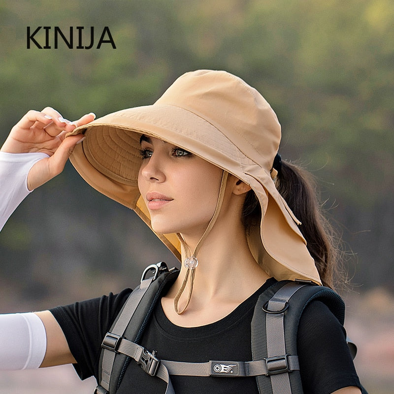 KINIJA Wide Brim Neck Protecter Bucket Hat
