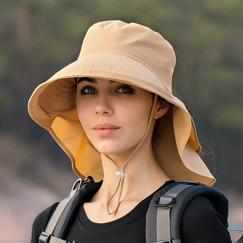 KINIJA Wide Brim Neck Protecter Bucket Hat