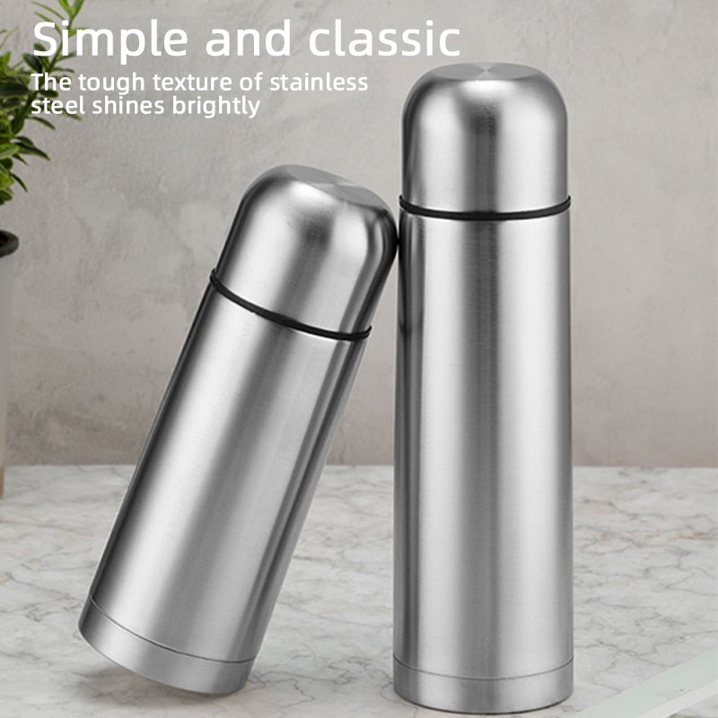 Double-Layer Stainless Steel Bullet Shape Thermos Water Bottle