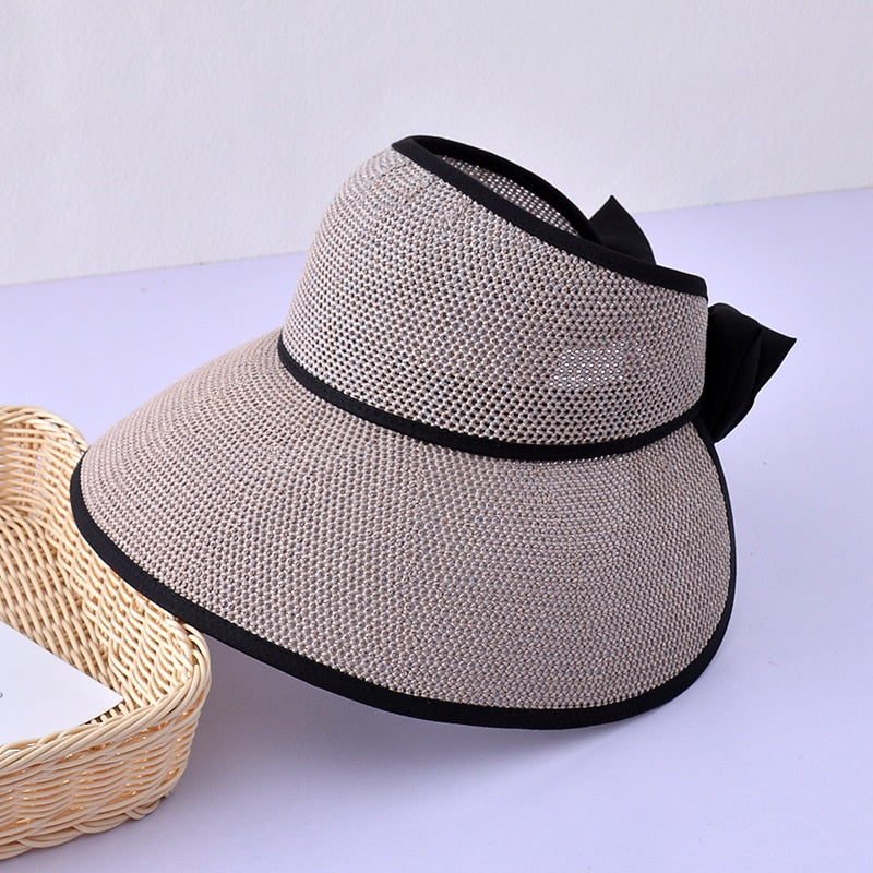 KINIJA Summer Large Brim Floppy Visor Straw Hat