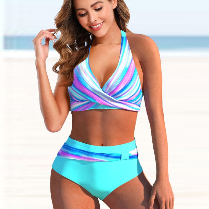 Two Piece High Waist Sexy Print Brazilian Bikini