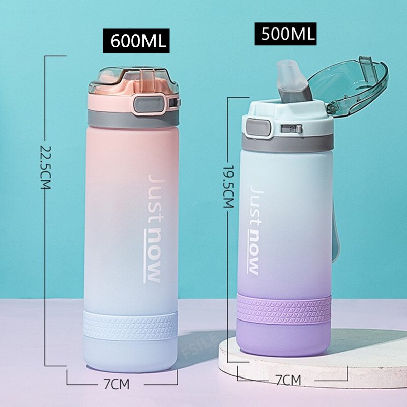 500ml/600ml JUST NOW Water Bottles With Straw