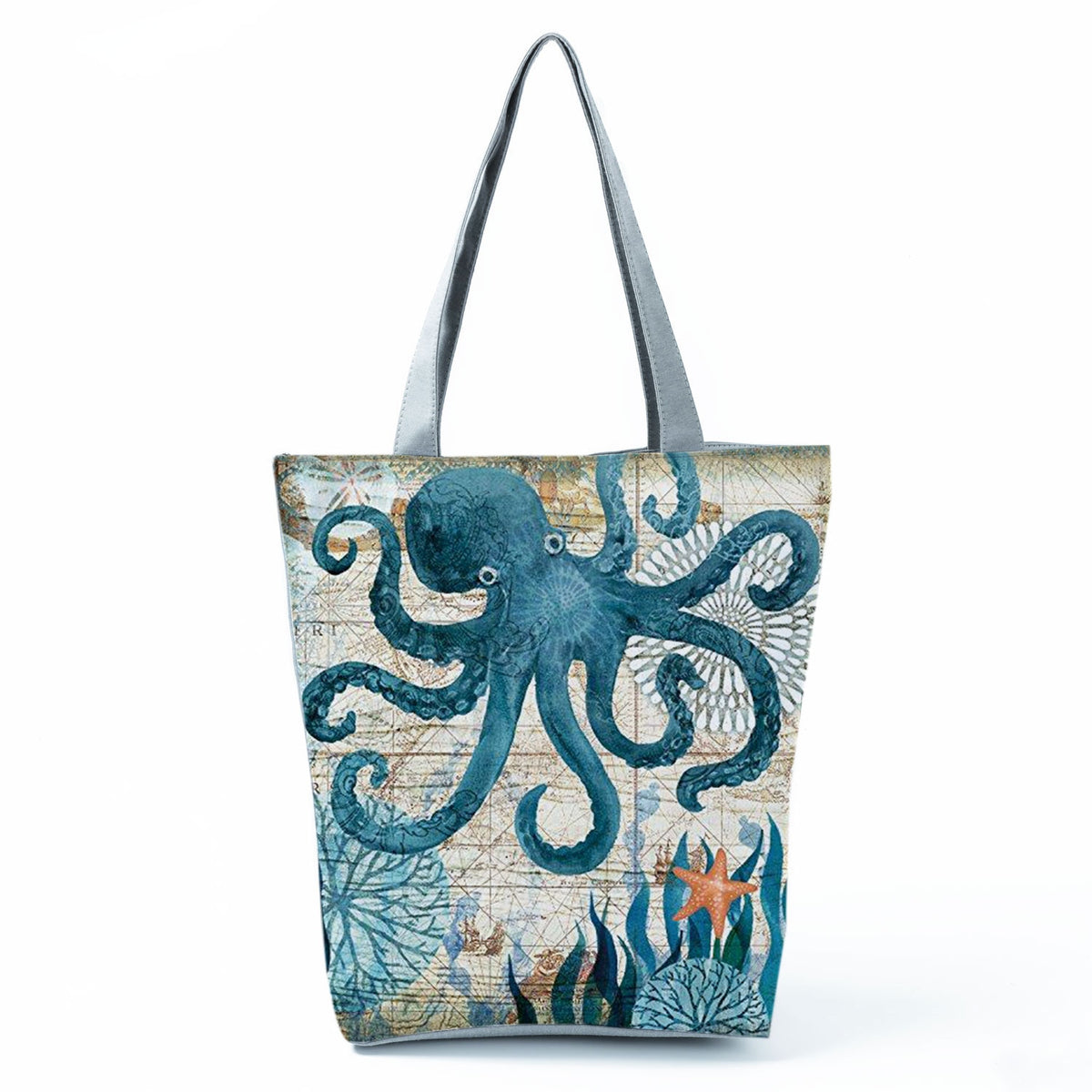 Ocean Shell Print Tote Bag