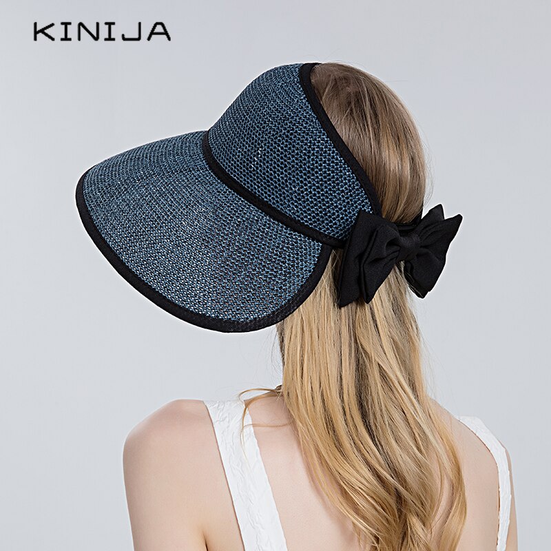 KINIJA Summer Large Brim Floppy Visor Straw Hat