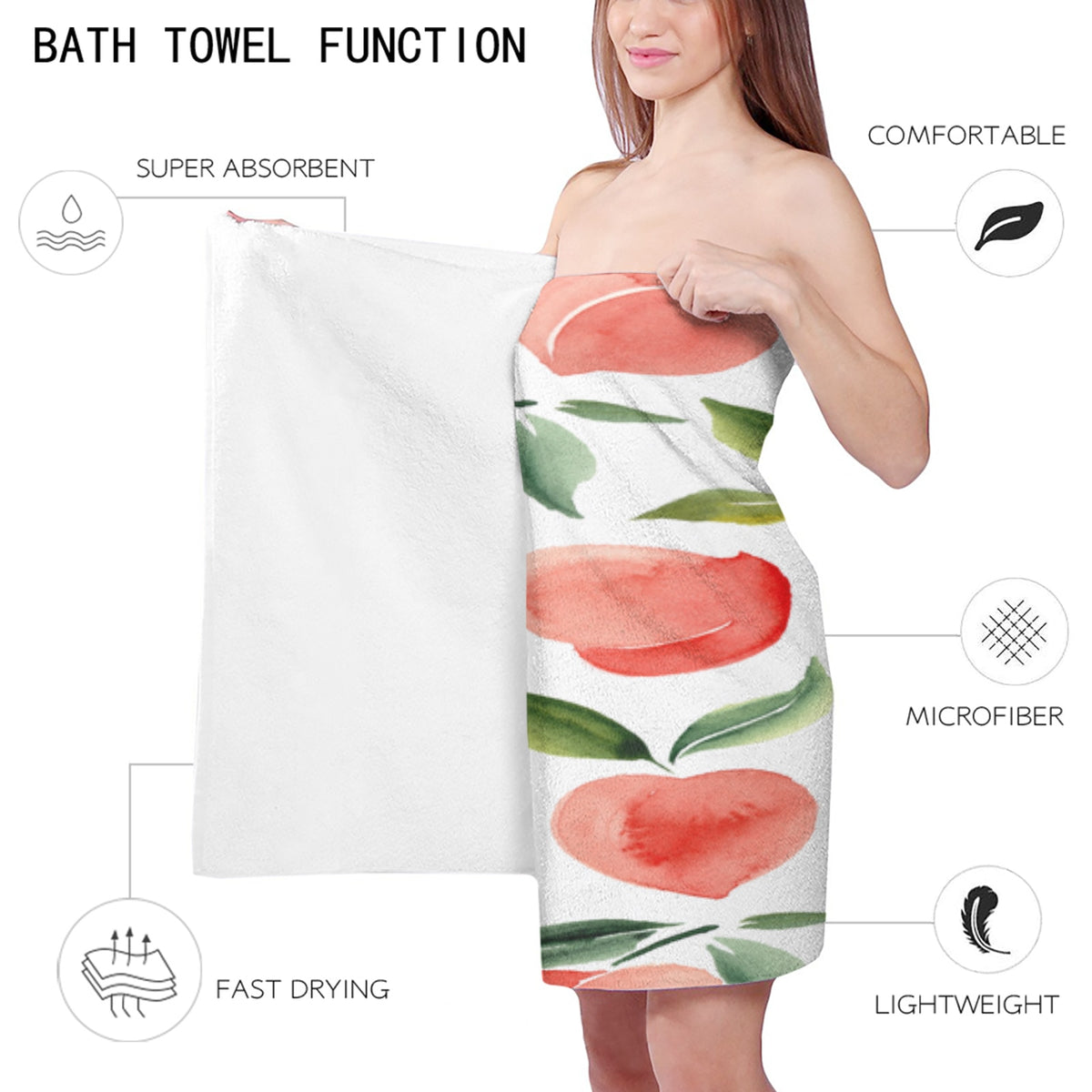 Peaches Soft Microfiber Beach/Bath Towel
