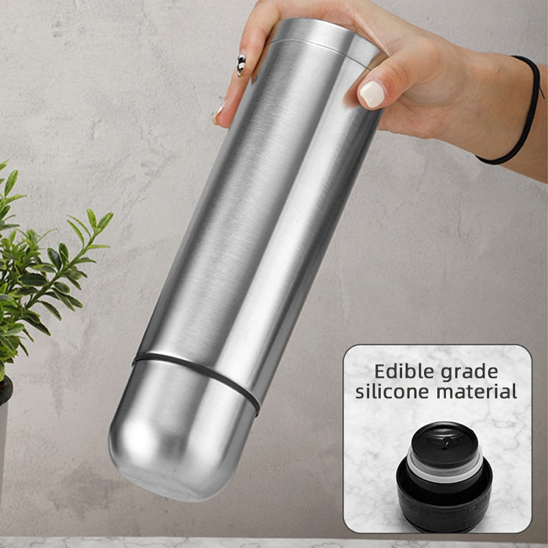 Double-Layer Stainless Steel Bullet Shape Thermos Water Bottle