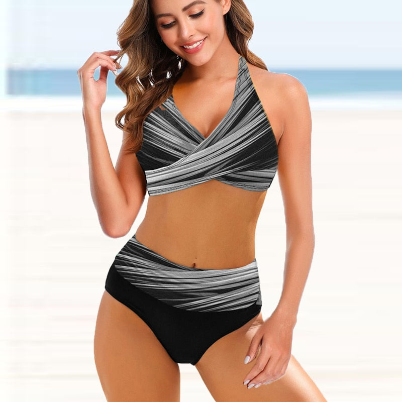 Two Piece High Waist Sexy Print Brazilian Bikini