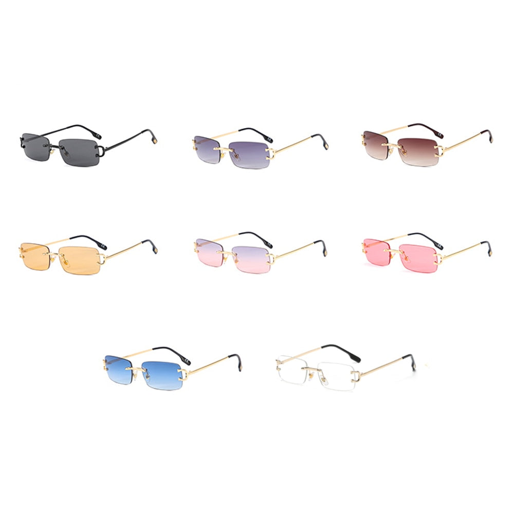 Kachawoo Retro Rectangular Sunglasses Rimless