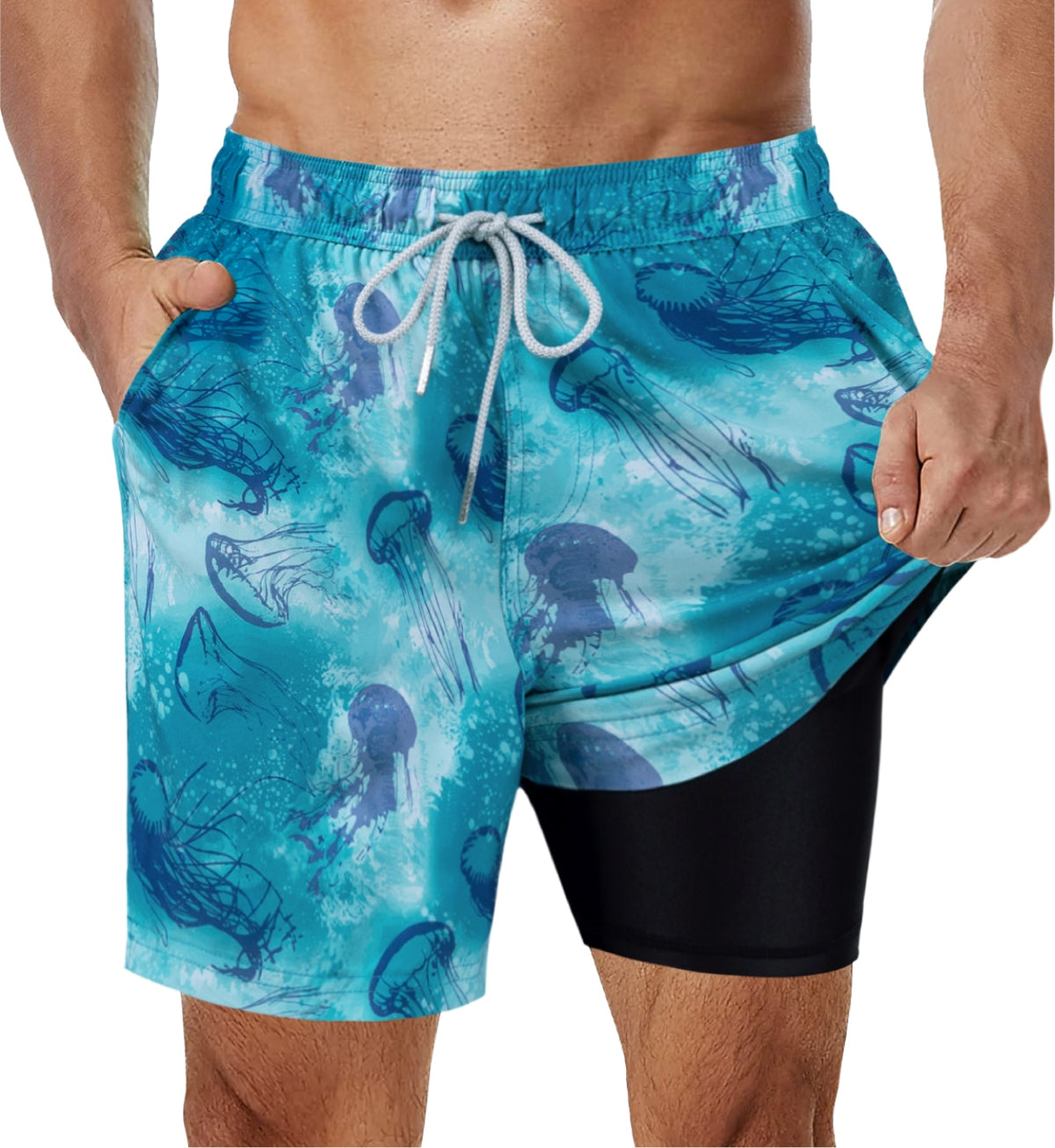 SURFCUZ Mens Swimming Trunks with Compression Liner
