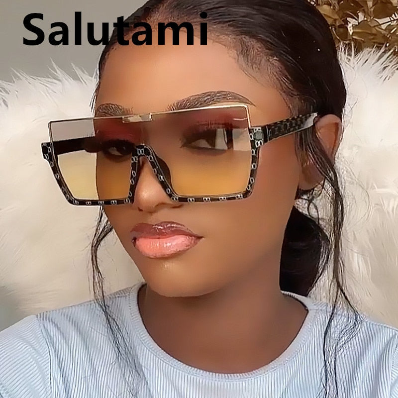 SALUTAMI Half Frame One Piece Square Sunglasses