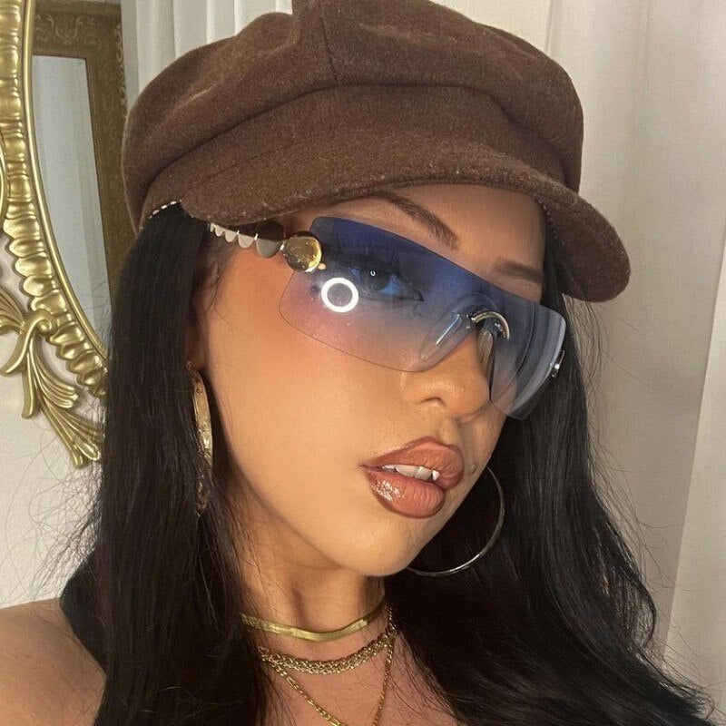 GUVIVI New Ins Rimless One Piece Sunglasses