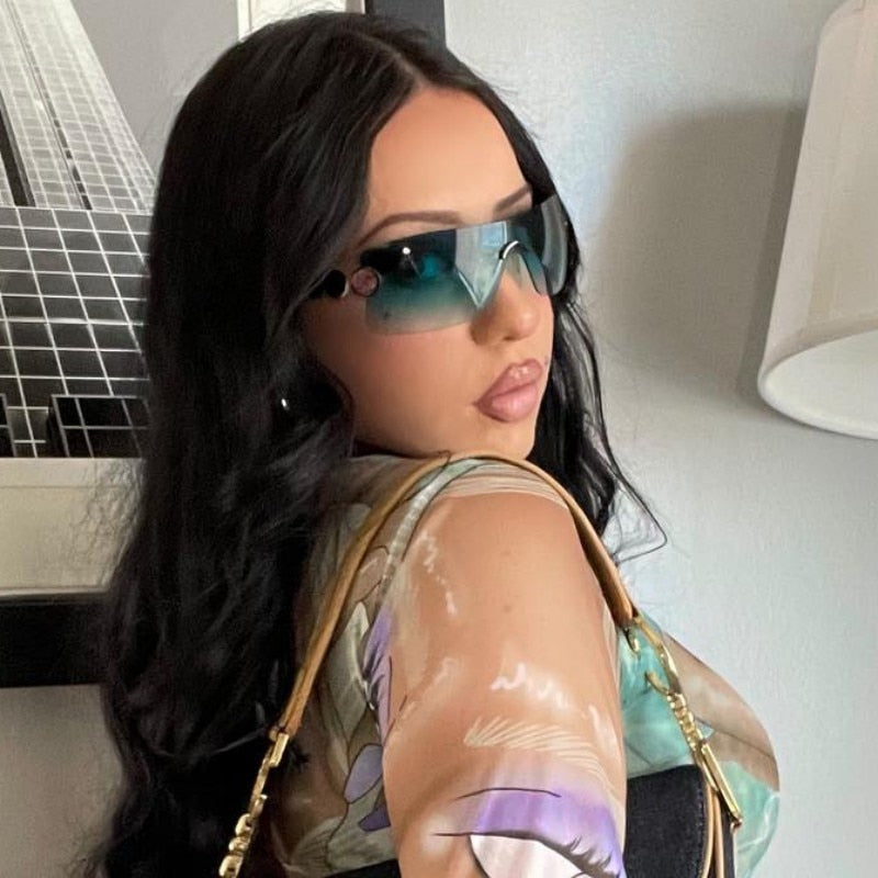 GUVIVI New Ins Rimless One Piece Sunglasses