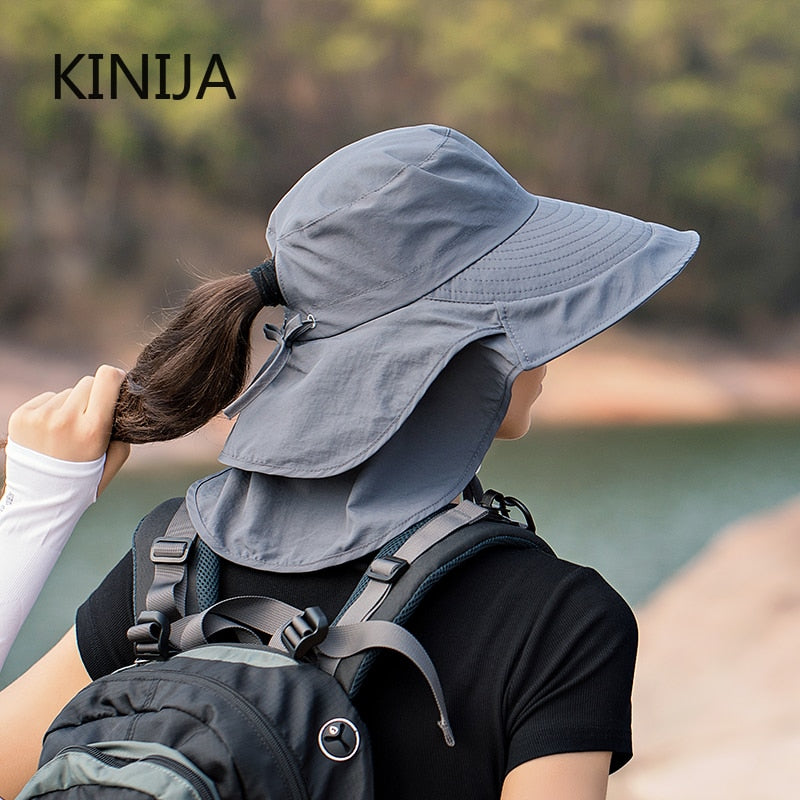 KINIJA Wide Brim Neck Protecter Bucket Hat