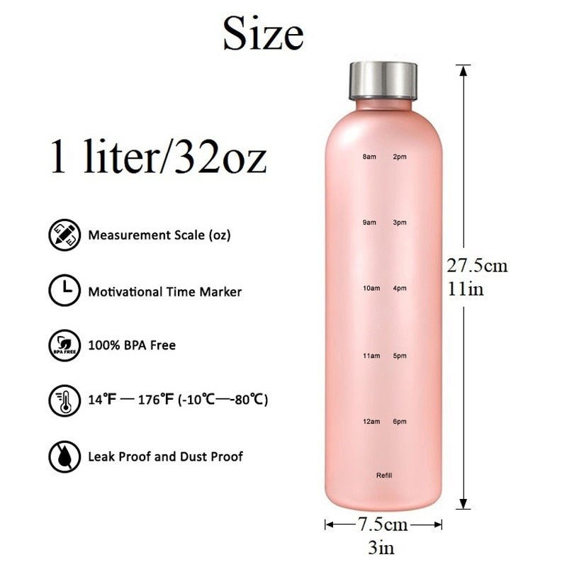 CAPESADE 1L Water Bottle with Time Marker
