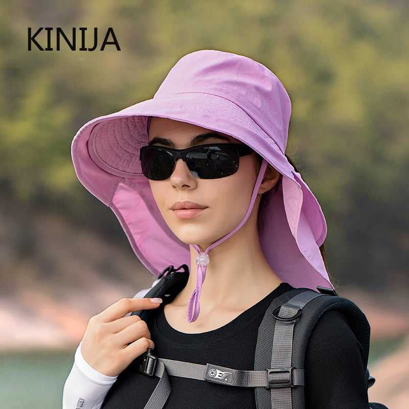 KINIJA Wide Brim Neck Protecter Bucket Hat
