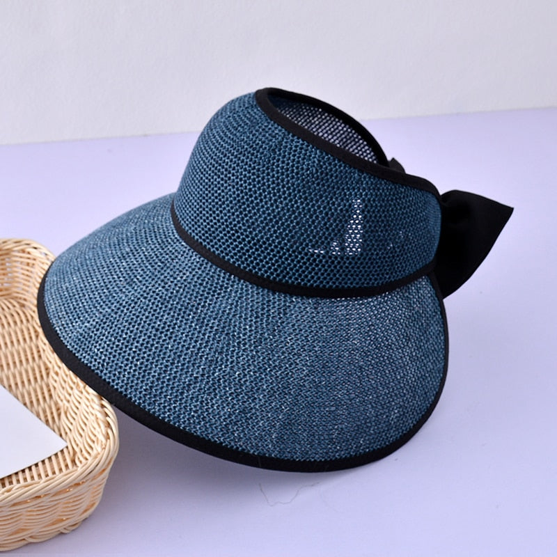 KINIJA Summer Large Brim Floppy Visor Straw Hat