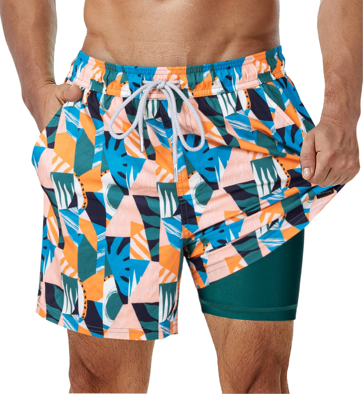 SURFCUZ Mens Swimming Trunks with Compression Liner