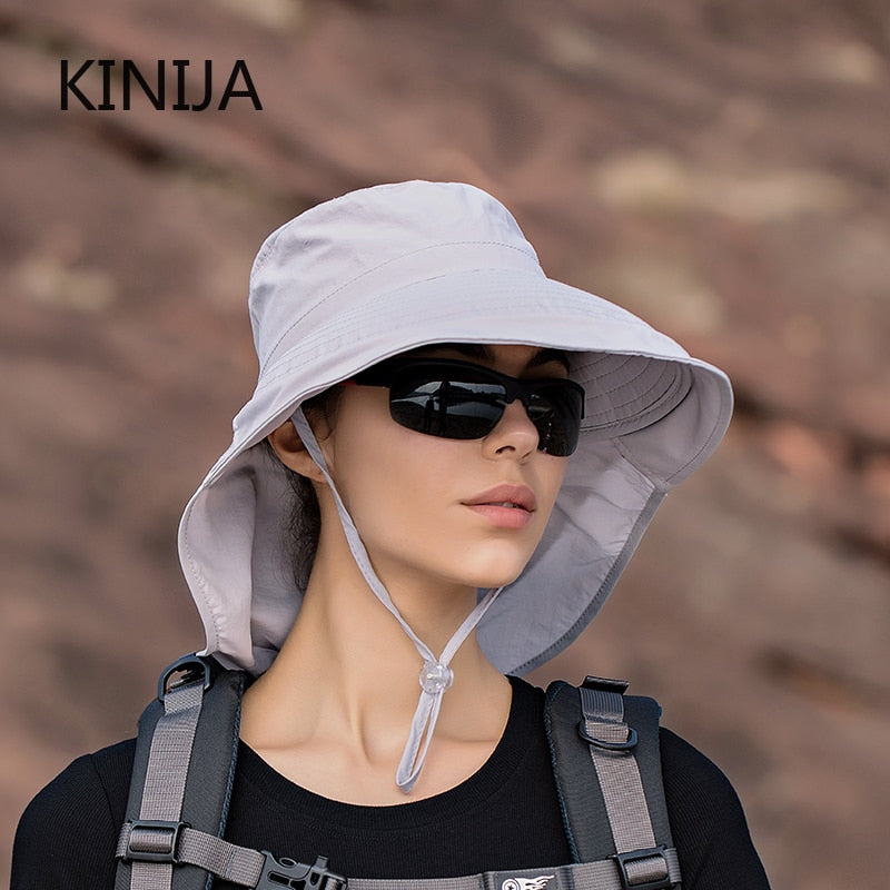 KINIJA Wide Brim Neck Protecter Bucket Hat