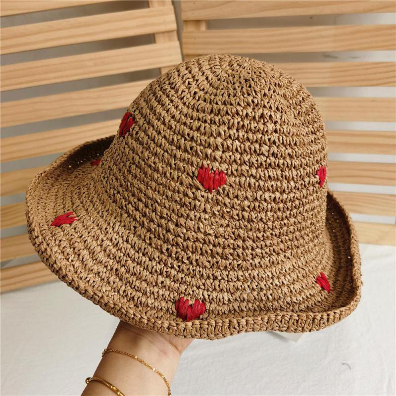 Braid Heart Straw Cap