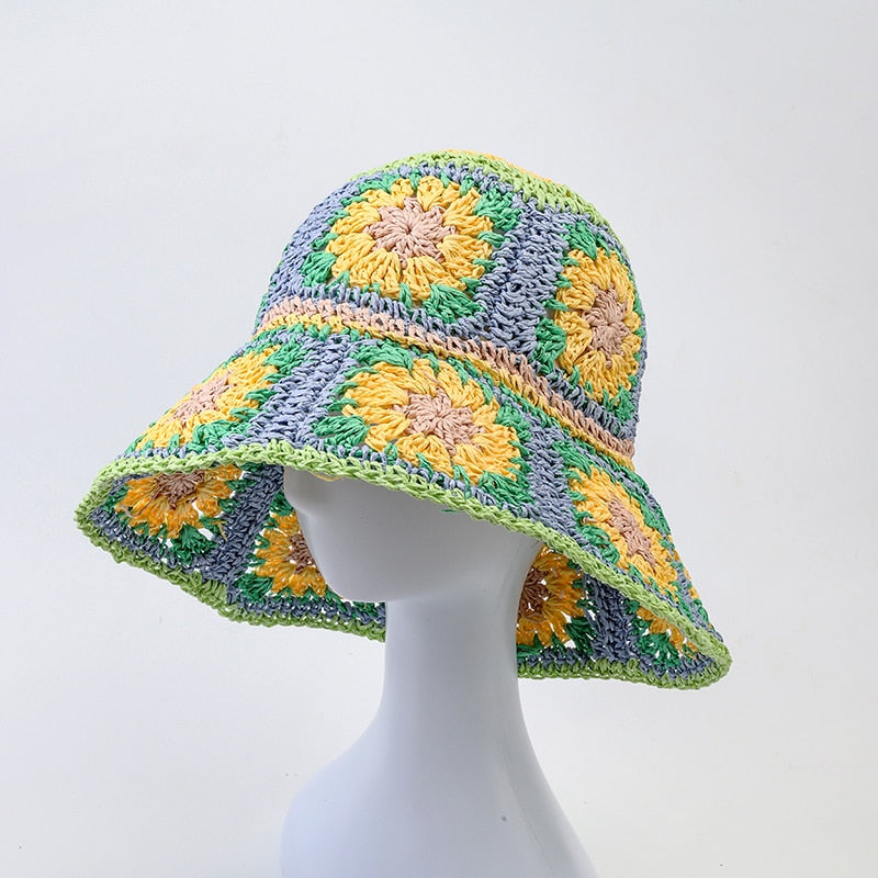 Summer Flowers Hand-Woven Beach Sun Hat