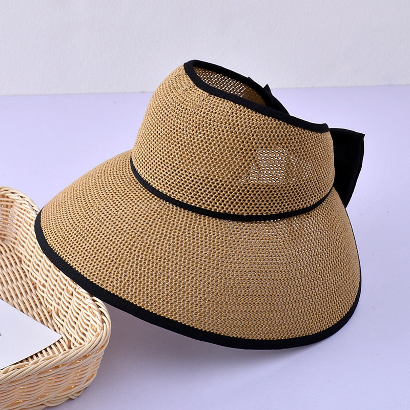 KINIJA Summer Large Brim Floppy Visor Straw Hat