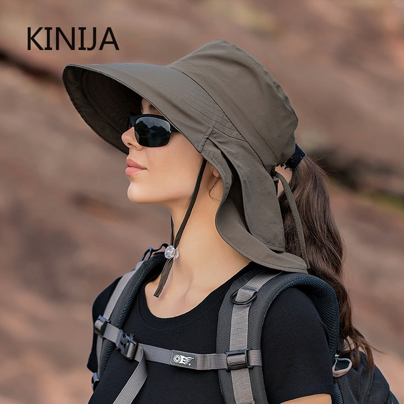 KINIJA Wide Brim Neck Protecter Bucket Hat
